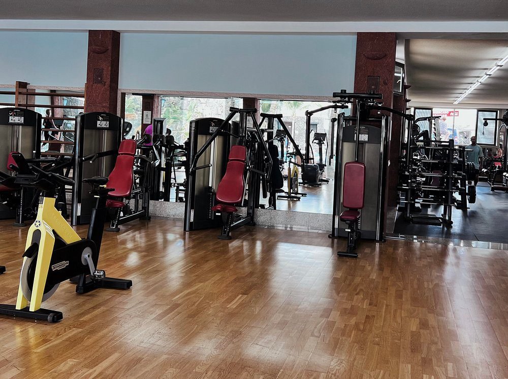 Fully equipped gym with strength machines and cardio bikes at luxury Hotel Fariones Lanzarote