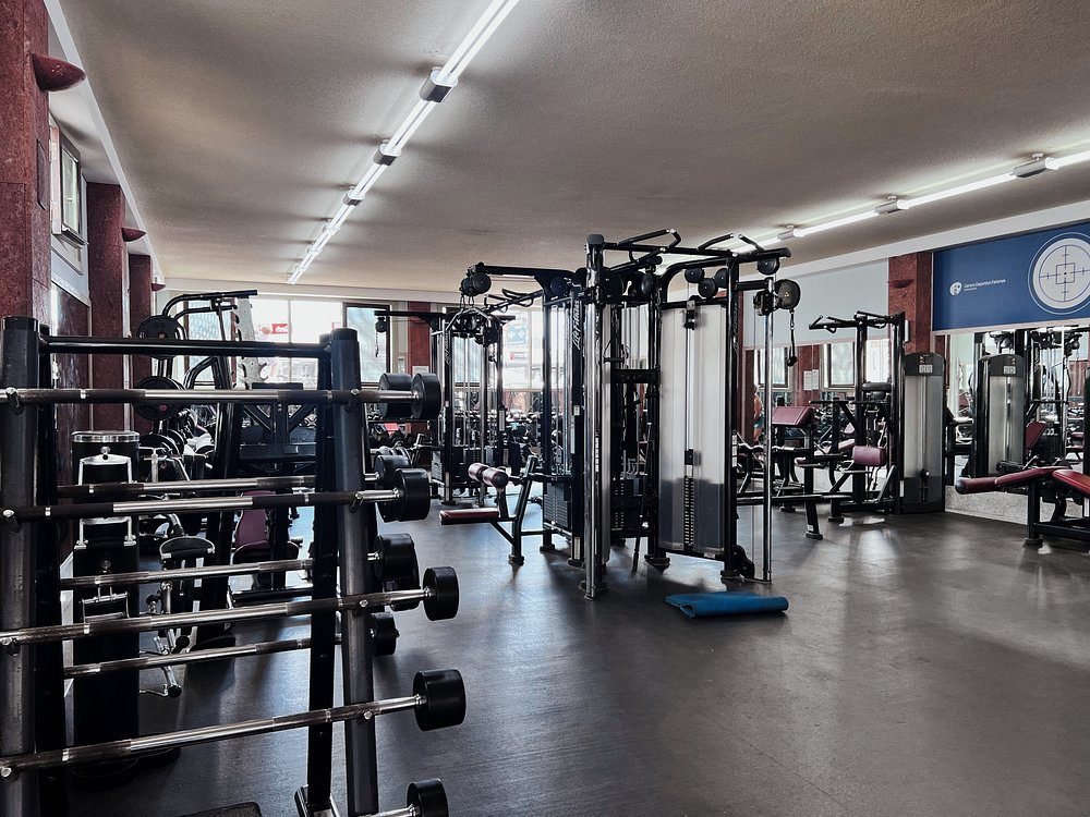 Modern gym with weights and cable machines at luxury Hotel Fariones Lanzarote Puerto del Carmen